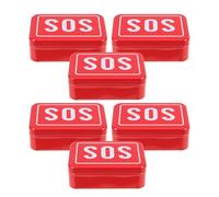 Abaodam Pastillero de Metal Compacto para Viaje 6 Piezas Estuche Pequeño Portátil Resistente a Impactos Símbolo Sos Organizador de Medicamentos y Herramientas para Supervivencia al Aire