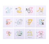 Abaodam Pegatinas Mensuales para Bebés Animales Creativos, Hechas de Papel Seguro, Accesorio Adecuado para Fotos de Recién Nacidos y Obsequio para Baby Shower