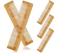 Abaodam Peine de Madera Ergonómico 5 Piezas para Cabello y Barba, Antiestático y Elimina Caspa, Diseño Artesanal y Dientes Finos para Desenredar y Masajear
