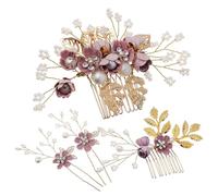 Abaodam Peines Decorativos Cabello Perlas Artificiales en Forma de Flor, Set de 4 Piezas Elegantes y Resistentes para Ocasiones Obsequios y Banquetes
