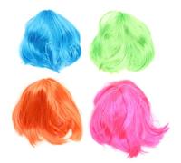 Abaodam Pelucas de Fiesta Bob Coloridas para Adultos Talla Única, Pelucas de Cosplay Divertidas y Ligeras para Carnaval y Disfraces, Set de 4 Piezas (verde, Azul, Naranja, Fucsia
