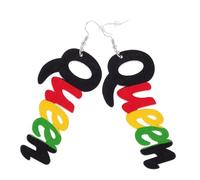 Abaodam Pendientes Africanos Colgantes de Madera Letra Reina, Accesorios Decorativos para Mujer, Estilo Étnico, Ligeros y Seguros para Fiestas y Uso Diario