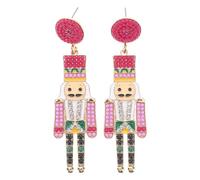 Abaodam Pendientes Colgantes Cascanueces De Aleación y Gota De Aceite, Color Morado Rojo, Para Mujer, Joyería Festiva y Bodas, Con Gemas De Imitación y Cuentas, Diseño Único Elegante, Talla Única