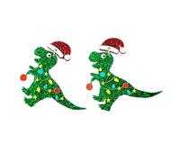 Abaodam Pendientes Colgantes de Navidad Diseño de Dinosaurio, Adornos Navideños Campanas y Copos de Nieve, Color Neón, Ligeros y Seguros para Fiestas y Celebraciones Festivas
