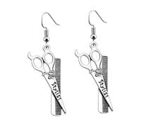 Abaodam Pendientes Creativos Tijeras y Secador para Mujer Diseño Único Estilista Accesorios de Moda Cómodos y Ligeros para Uso Diario y Fiestas