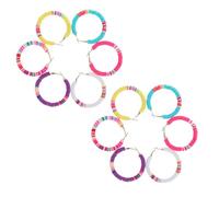 Abaodam Pendientes De Aro Abiertos y Círculo En Arcilla Polimérica Colorida, Estilo Bohemio, Ligeros y Hechos a Mano, Para Mujer, Uso Diario y Verano, Set De 6 Pares Multicolor