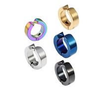 Abaodam Pendientes de Clip para Orejas sin Perforar para Hombre Estilo Punk, Acero Inoxidable Cómodo y Fácil de Llevar, Pack de 5 Piezas de Accesorios Elegantes Color Aleatorio