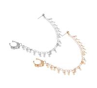 Abaodam Pendientes de Nariz Cadena de Oreja a Nariz 2 Piezas Estilo Punk Borla Rombo Dorado y Plateado Pinza Nasal sin Perforación para Fiestas Bodas y Uso Diario