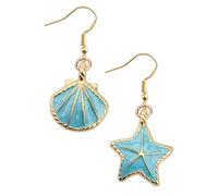 Abaodam Pendientes de Playa Verano Joyas para Orejas Diseño de Estrella y Concha, Accesorios Ligeros para Mujer, Ideales para Fiestas y Uso Casual, Color Natural,