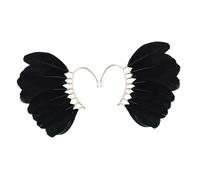 Abaodam Pendientes de Plumas Étnicos sin Perforación, Pendientes Tipo Ear Cuff para Mujer, Accesorios Ligeros y Versátiles para Fotografía y Festival, Color Negro,