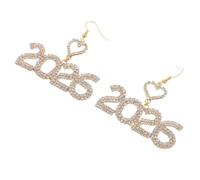 Abaodam Pendientes Festivos para Mujer Gemas de Imitación Dorados, Suaves y Cómodos, Ideales para Celebraciones de Año 2026 y Eventos Obsequios