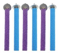 Abaodam Perchas para Pájaros 6 Piezas Palos para Moler Uñas de Loro Accesorios para Jaulas de Periquitos Varillas de Arena 15 CM Color Morado y Azul Juguetes para Masticar y Soporte