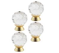 Abaodam Perillas para Cajón de Cristal Base Dorada 30x40mm, Tiradores Decorativos para Armario, Juego de 4 Piezas, Accesorio para Muebles de Cocina y Dormitorio