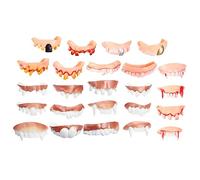 Abaodam Piezas de Dientes Falsos de Halloween Zombi Vampiro dentaduras para Adultos, Material Ligero y Seguro, Accesorios Divertidos de Fiesta para Halloween, Cosplay, Eventos de Disfraces