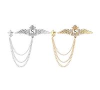 Abaodam Pin Decorativo de Aleación y Cristal con Diseño de Alas de Ángel y Estrella, 2 Piezas para Adornar Trajes y Bolsos Estilo Elegante y Práctico