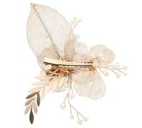 Abaodam Pinza Pelo de Novia Flores Doradas, Diseño de Perlas, Material de Cobre, Resistente y Fácil de Poner para Bodas y Uso Diario