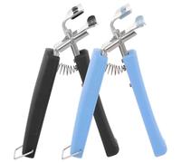 Abaodam Pinzas para Platos Calientes Antiquemaduras de Acero Inoxidable y Plástico, Juego 2 Piezas (negro y Azul), Elevadores de Vajilla Seguros y Portátiles para Cocina y Camping
