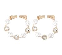 Abaodam Pinzas para Suéter Imperdibles Antiexposición Broches Dobles de Perlas Estilo Barroco 2 Piezas en Color Dorado Clips para Cárdigan y Chal Accesorios Elegantes para Ropa de