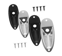 Abaodam Placas De Conector Para Guitarra Eléctrica, Accesorio Metálico Forma De Barco, Set De 4 Piezas (2 Plateadas y 2 Negras), Compatibles y Fáciles De Instalar, Repuesto Profesional