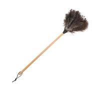 Abaodam Plumero de Avestruz Suave para Escritorio y Hogar Mango de Madera de Haya Color Negro Herramienta de Limpieza de Polvo Suave y Delicado para Superficies Sensibles