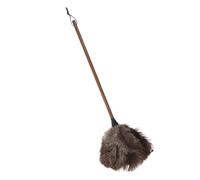 Abaodam Plumero Doméstico de Plumas de Avestruz Auténticas Mango Largo de Nogal Mate Negro Herramienta de Limpieza para Muebles y Coche Capturador de Polvo Suave y Flexible sin Químicos