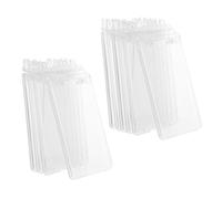 Abaodam Porta Credencial de Plástico Abs Vertical Transparente, Funda Rígida para Tarjetas de Identificación, Resistente Colgar, Paquete de 10 Piezas para Oficina y Viaje