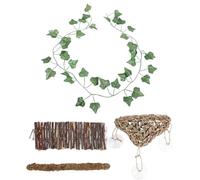 Abaodam Puente de Escalada para Reptiles 4 Piezas Set Hamaca Triangular, Madera Natural y Decoración de Musgo y Enredaderas, Accesorios para Terrarios y Juguetes de Escalada para Lagartos