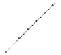 Abaodam Pulsera de Corazón para Mujer Cristal Azul, Cadena de Eslabones Pequeña en Tono Plateado, Joyería Elegante para Obsequio de San Valentín y Parejas, Accesorio Romántico