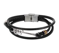 Abaodam Pulsera de Cuero PU Negra para Hombre Estilo Punk Multicapa Diseño de Guitarra y Cierre de Acero Inoxidable Pulsera de Punto Única y Ajustable 1 Unidad para Uso Diario y Casual