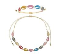 Abaodam Pulsera y Collar de Conchas Marinas Tejidas, Aleación Pintada a Mano, Ajustables para Mujer y Adolescentes, Joyería Bohemia para Playa y Vacaciones, Conjunto 2 Piezas