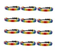 Abaodam Pulseras Amistad Ajustables de Hilo Trenzado Arcoíris 12 Piezas Negras para Hombres y Mujeres Accesorios de Orgullo Gay y Pulseras Tejidas para Celebración y Uso Diario