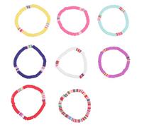 Abaodam Pulseras de Cuentas de Arcilla Polimérica de Colores Estilo Playa Boho Material Ligero y Elástico para Mujeres y Niñas Uso Verano y Diario Pack 8 Piezas Multicolor