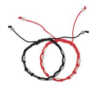 Abaodam Pulseras de Rosario Ajustables de Cuerda Trenzada 1 Par Negro Rojo Pulsera Decorativa Unisex para Hombre y Mujer Accesorio Ligero y Cómodo para Uso Diario