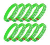 Abaodam Pulseras de Silicona para Fútbol 10 Piezas México, Pulseras Deportivas Bandera Nacional, Resistentes al Sudor y Lluvia, Cómodas y Flexibles para Aficionados y Eventos