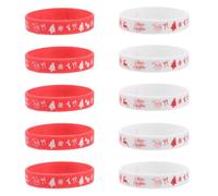 Abaodam Pulseras Navideñas de Silicona 10 Piezas 5 Rojas 5 Blancas para Fiestas Decorativas Suaves y Cómodas Unisex Accesorio Adecuado para Navidad y Eventos Festivos