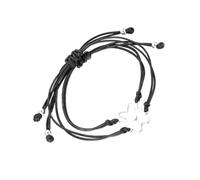 Abaodam Pulseras Tejidas de Pareja Ajustables de Acero Inoxidable y Cuerda de Cera Negra Diseño Simple y Acabado Fino para Uso Diario y Fiestas en Conjunto de 2 Piezas