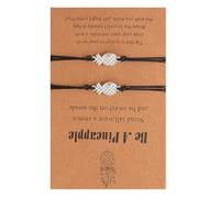 Abaodam Pulseras Trenzadas Ajustables de Aleación Negra con Tarjeta Significativa para Amistad y Uso Diario, Pack de 2 Piezas con Detalles Finos y Resistentes al Desvanecimiento