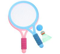 Abaodam Raquetas de Bádminton para 1 Juego 2 Balones Coloridas Azul y Rosa, Material PVC y Eva Ligero Asas Antideslizantes, Set Deportivo para Interior y Exterior, Color Aleatorio