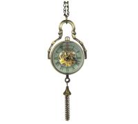 Abaodam Reloj de Bolsillo Vintage Mecánico Colgante de Aleación Color Cobre para Hombre Uso Diario Diseño Hueco Esfera Manual