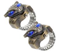 Abaodam Reloj de Dedo Punk Vintage Anillo Elástico y Tapa Abatible 2 Piezas Diseño Creativo para Mujer y Hombre Accesorio Retro Adecuado para Disfraces y Regalos