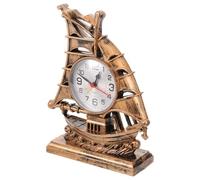 Abaodam Reloj de Escritorio Retro Modelo Barco Decorativo para Mesa Dorado | Plástico Resistente, Estilo Novedad para Salón o Dormitorio, sin Pila Incluida, Pieza Compacta de Sobremesa Estilo Aleatorio