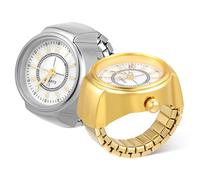 Abaodam Relojes de Anillo Digitales para Hombre y Mujer, 2 Piezas, Aleación Resistente, Tamaño Pequeño, Diseño Vintage Adecuado Día del Padre Madre