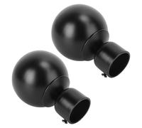 Abaodam Remates para Barra de Cortina 2 Piezas Negros de Hierro, Accesorios Decorativos Hogar, Tapa Decorativa para Extremo, Suministro para Cortinas, Terminaciones Prácticas y