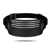 Abaodam Riñonera Deportiva Negra Ultradelgada Doble Cremallera, Bolsillo para Teléfono, Correa Ajustable para Correr, Senderismo y Actividades al Aire Libre