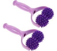 Abaodam Rodillo de Masaje Corporal Púas en Forma 2 Piezas en Tonos Púrpura Palo de Relajación Muscular Portátil para Hombros y Cuello Accesorio Manual para Yoga y Recuperación