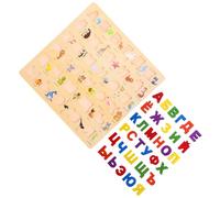 Abaodam Rompecabezas de Madera del Alfabeto Ruso Educativo para 1 Pieza Tablero Letras y Palabras Ilustradas Juguete Inteligente para Aprendizaje Temprano y Desarrollo Cognitivo