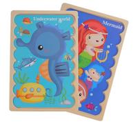 Abaodam Rompecabezas de Madera Educativo para Pequeños, Juego de Tiras LXL Mermaid y Caballito de Mar, Material Seguro Bordes Redondeados, Juguetes Montessori para Desarrollo Cognitivo