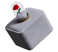 Abaodam Rosa Preservada Roja con Base de Terciopelo, Adorno Decorativo bajo Campana de Vidrio para San Valentín, Obsequio Romántico Adecuado y Decoración para Interiores Elegante