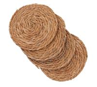 Abaodam Salvamanteles de Ratán Natural Redondos, Set de 4 Manteles Individuales Tejidos a Mano para Vajillas de Cocina, Accesorios Antideslizantes y Resistentes al Calor, 12 CM