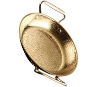 Abaodam Sartén Color Dorado Doble Asa de Acero Inoxidable Paellera Estable y Resistente al Desgaste Adecuado para Cocina Creativa y Uso en Restaurantes de Hot Pot